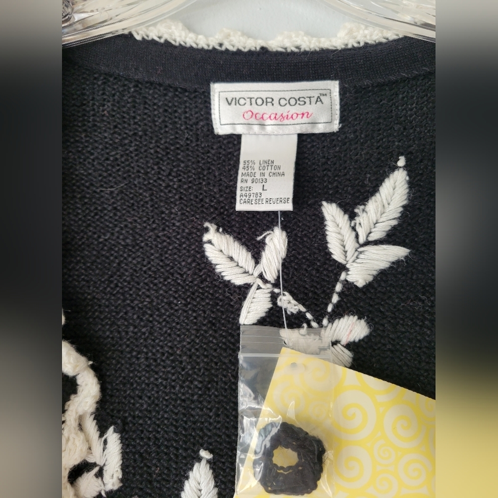 Victor Costa NWT black and white open cardigan L - Picture 5 of 5